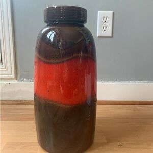 Genuine Scheurich fat lava MCM Brown and Red Ceramic Vase Mint Condition